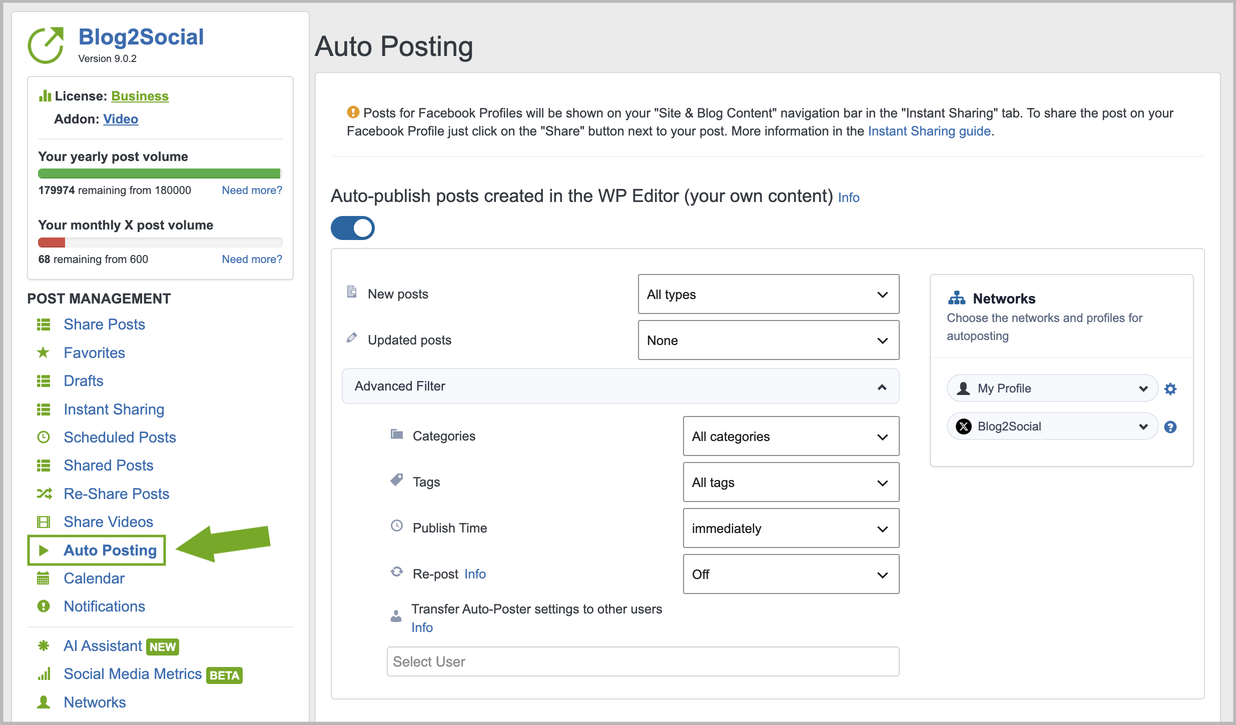 Auto Posting Settings