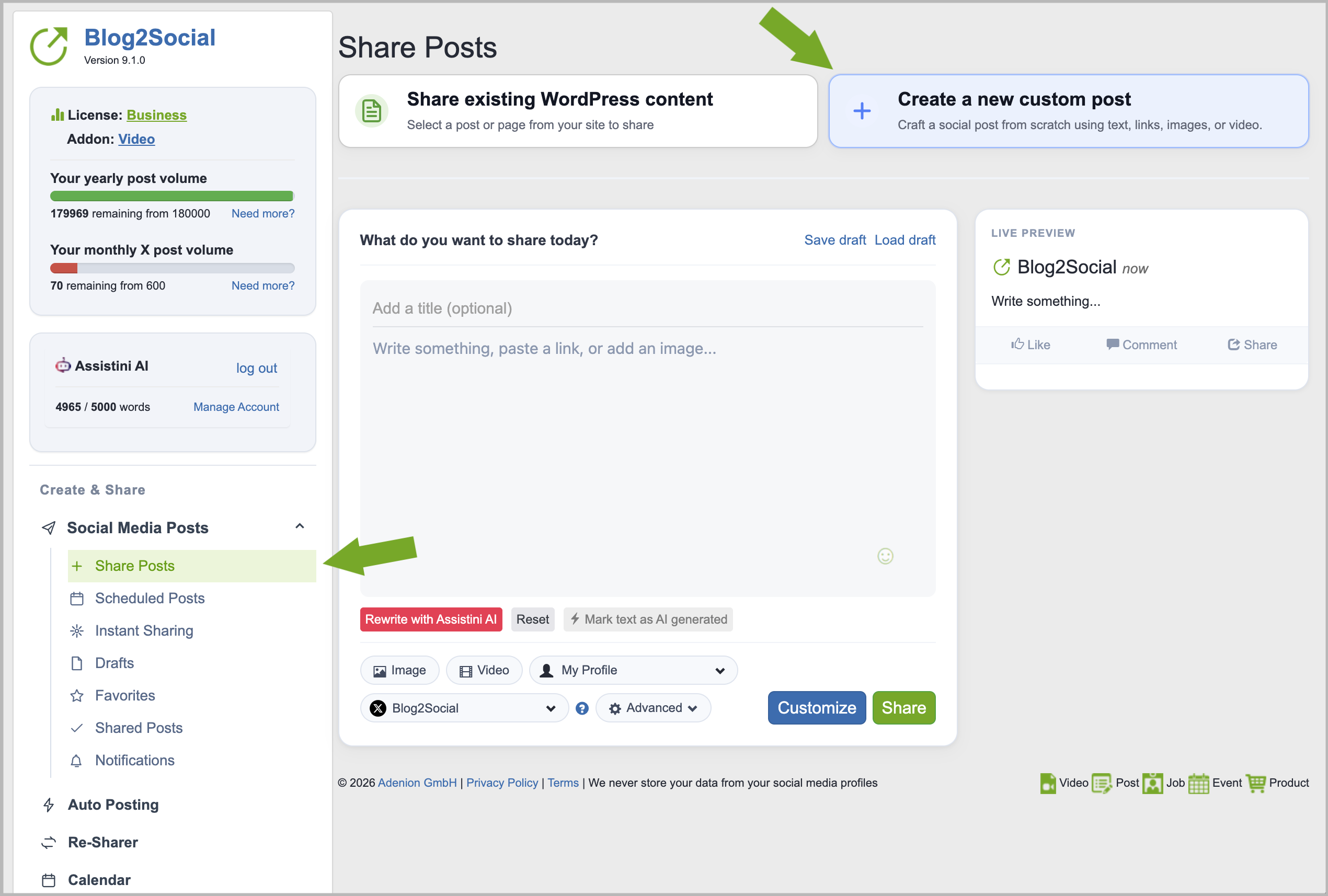 Share Custom Posts