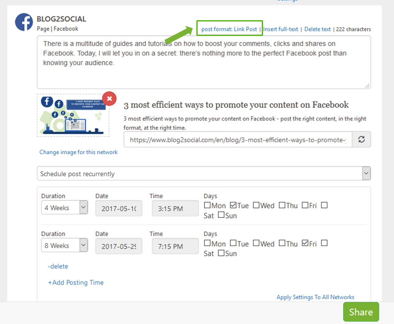 Switch between Facebook post formats with one simple click